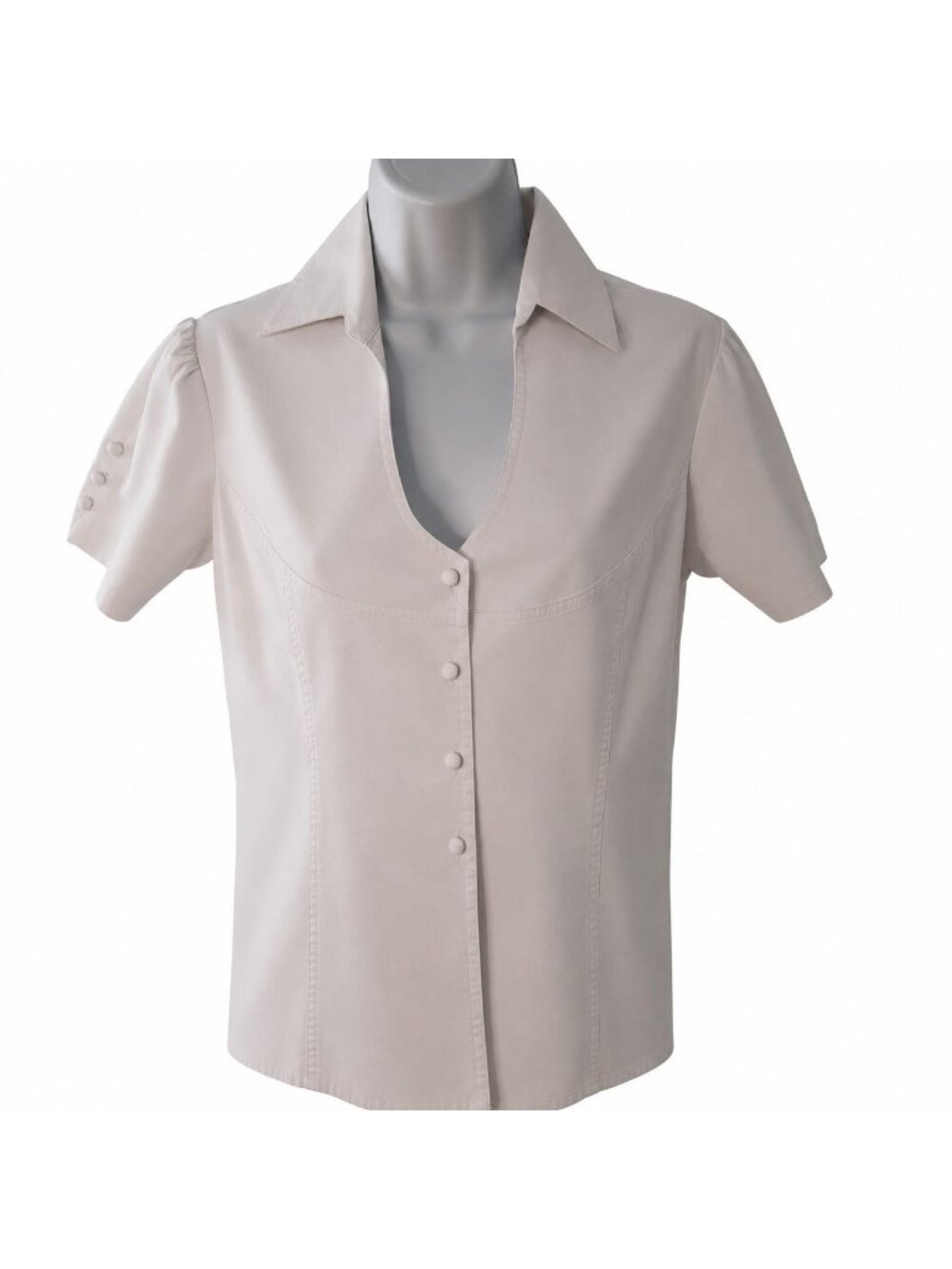 Lovestitch White Button Front Blouse L Boho Cottagecore Coastal Chic Top